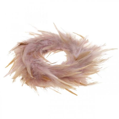 Floristik24 Couronne de plumes petite rose, brun-rouge Ø10.5cm Décoration de Pâques vraies plumes
