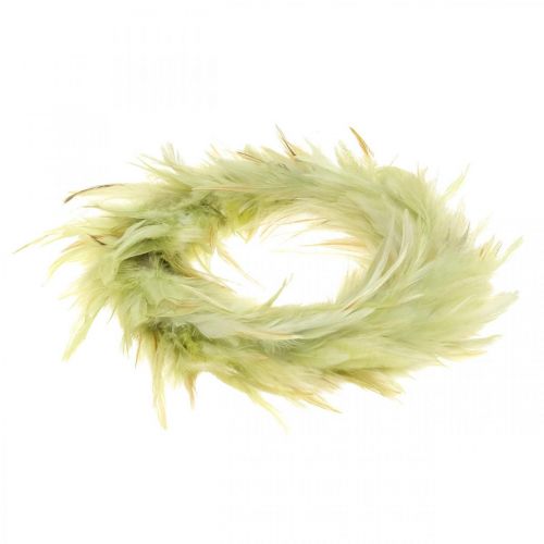 Floristik24 Couronne de plumes déco verte Ø16cm véritable couronne de plumes décoration printanière