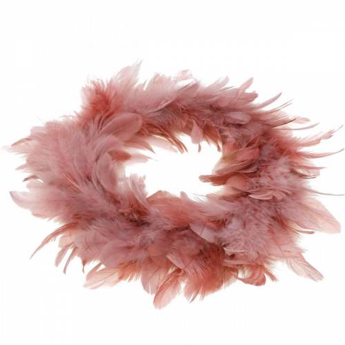 Floristik24 Décoration de Pâques couronne de plumes vieux rose Ø25cm décoration printanière
