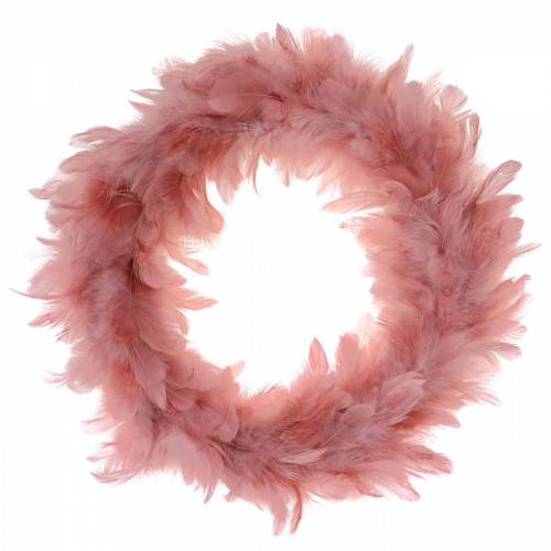 Couronne de plumes déco grand vieux rose décoration de Pâques Ø24cm vraie plume
