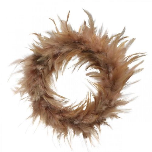 Article Couronne de plumes rose, rouge-marron Ø16cm Décoration printanière en plumes véritables