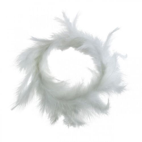 Floristik24 Couronne de plumes blanche Ø15cm décoration printanière avec de vraies plumes 4pcs