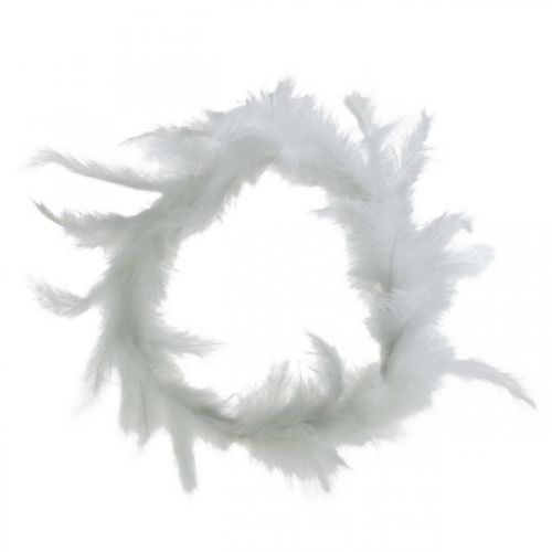 Couronne de Plumes Blanc Ø20cm Déco Couronne Printemps Vraies Plumes 3pcs