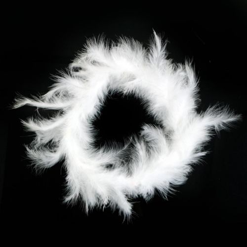 Floristik24 Couronne de plumes blanc Ø20cm couronne décorative printemps vraies plumes 3 pcs