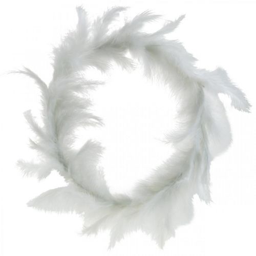Article Couronne de plumes blanche Ø25cm Décoration de Pâques Couronne décorative de vraies plumes 2 pièces