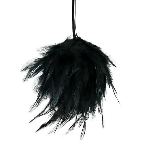 Floristik24 Boule à plumes Ø10cm noire à accrocher