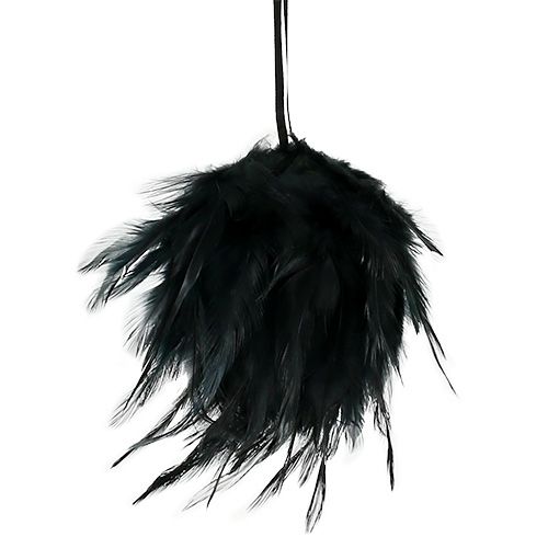 Floristik24 Boule à plumes Ø10cm noire à accrocher