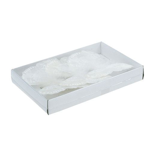 Floristik24 Papillon de plumes 11,5cm avec clip Weiß 3P