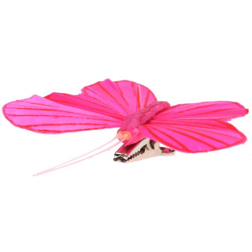 Article Plume papillon sur clip coloré 6cm 12pcs