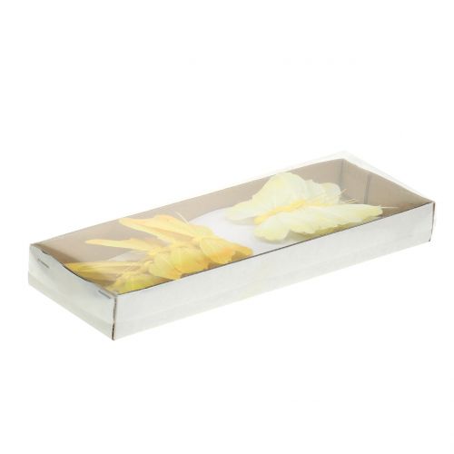 Floristik24 Plumes de papillons jaunes 8.5cm 12pcs