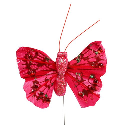 Floristik24 Papillon de plumes avec glitter 5cm multicolore 24P