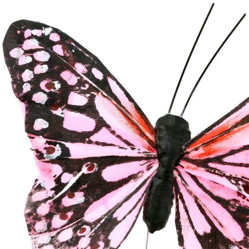 Article Papillon sur fil rose 11cm 12pcs