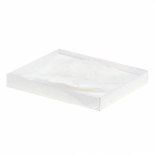 Papillon plume sur fil 12cm blanc 3pcs