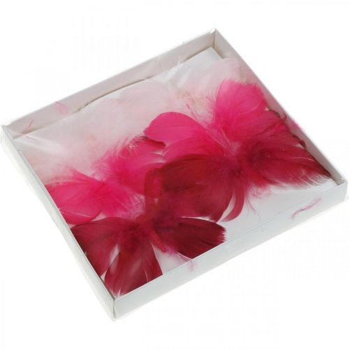 Plumes de papillons rose / rose / rouge, papillons décoratifs sur fil 6pcs