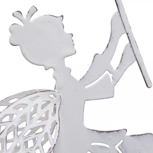Floristik24 Fée au pissenlit, décoration printanière à suspendre, pendentif métal blanc, argent H25,5/27,5cm 4pcs