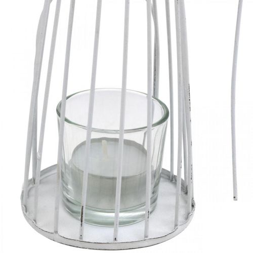 Décoration printanière, fée des fleurs en lanterne, décoration de table en métal, lutin avec fleur blanche H32,5cm