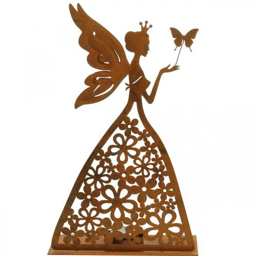 Lutin papillon, décoration de table printemps, photophore, décoration métal patiné H32,5cm Ø5cm
