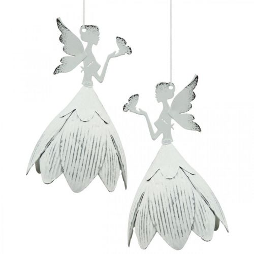 Suspension elfe déco métal blanc Ø7,5cm H12cm 4pcs