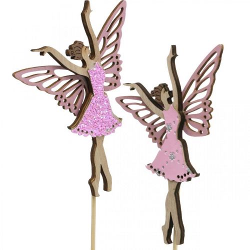 Floristik24 Décoration florale, elfe à coller, décoration printanière, plug décoratif fée dansante nature, rose 6pcs