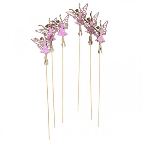 Floristik24 Décoration florale, elfe à coller, décoration printanière, plug décoratif fée dansante nature, rose 6pcs