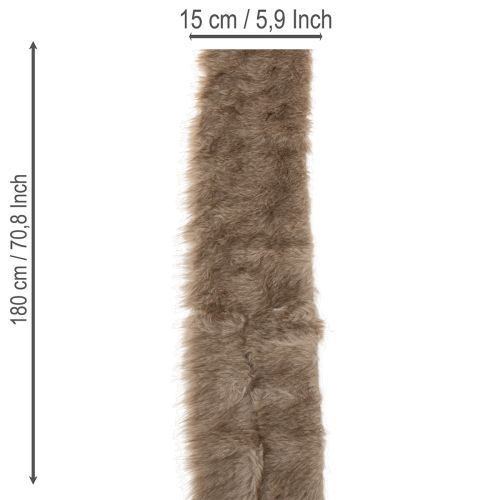 Bande en fausse fourrure pour décoration et bricolage 15x180cm marron 2 pièces | Floristik24.fr