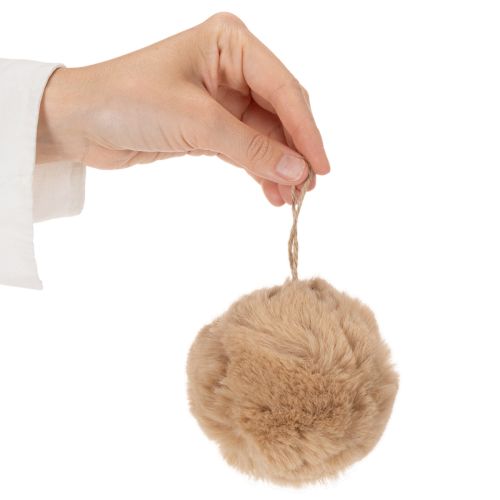 Boule décorative en synthétique 10 cm blanc et brun pour intérieur | Floristik24.fr