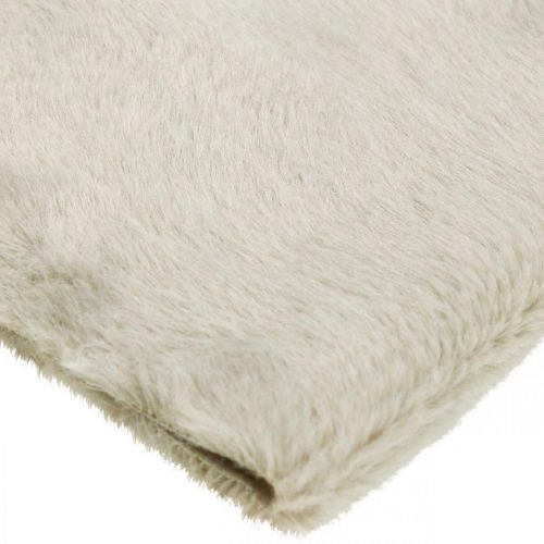 Floristik24 Chemin de table fausse fourrure beige, bande de table fourrure décorative 15×200cm