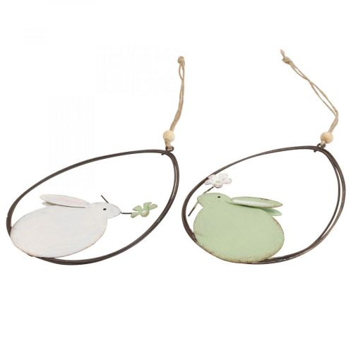 Floristik24 Décoration de fenêtre, lapin de Pâques en métal, décoration à suspendre Pâques 15cm 4pcs vert blanc