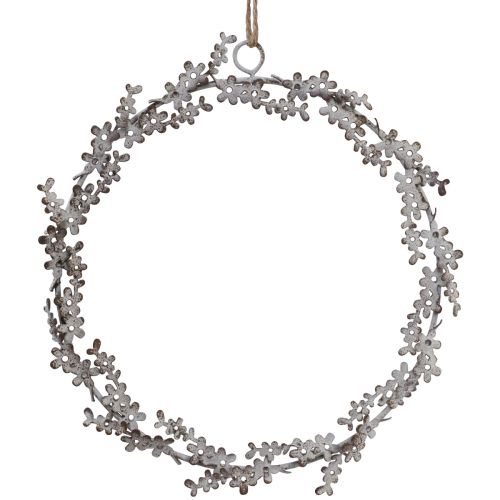 Décoration de fenêtre couronne de porte couronne de fleurs métal blanc Ø16,5cm