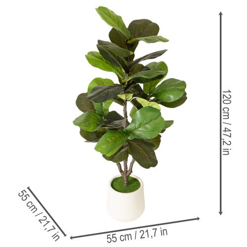 Article Ficus lyrata artificiel 120 cm en textile et plastique, vert, pour décoration intérieure