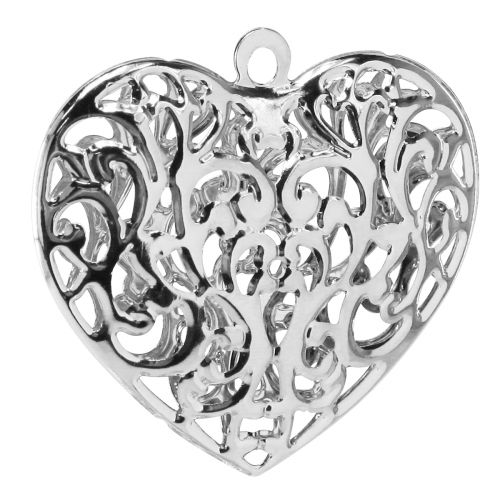 Floristik24 Coeur en filigrane à suspendre coeur en métal argent 5,5×5cm 20 pcs