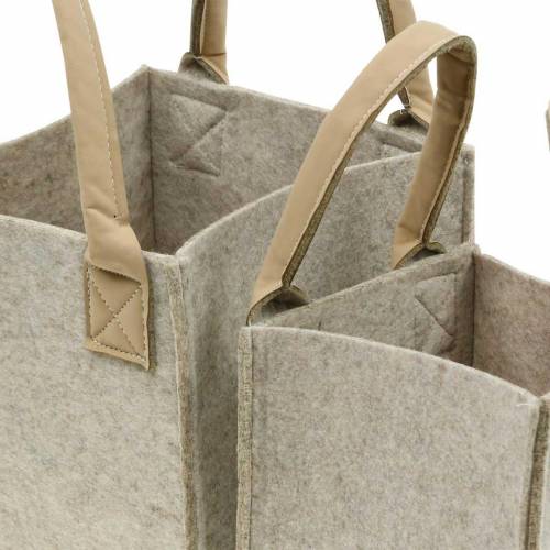 Floristik24 Jardinière en feutre beige feutre, panier en feutre avec poignées, décoration en feutre, lot de 2
