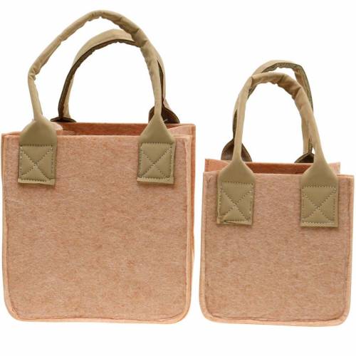 Floristik24 Jardinière en feutre sac en feutre rose avec poignées décoration feutre lot de 2