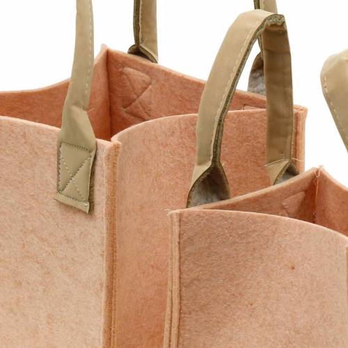 Floristik24 Jardinière en feutre sac en feutre rose avec poignées décoration feutre lot de 2