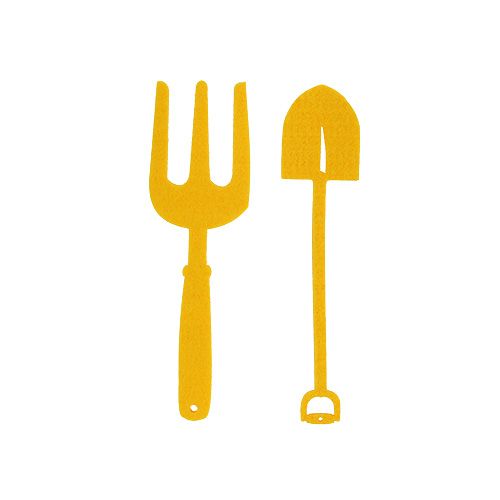 Floristik24 Outil de jardin en feutre jaune, pelle et râteau de jardin 6pcs