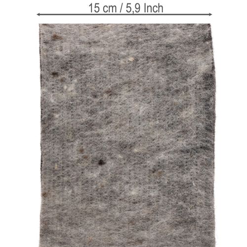 Charnière pour pot en feutre de laine bicolore, gris/noir, 15 cm x 5 m | Floristik24.fr