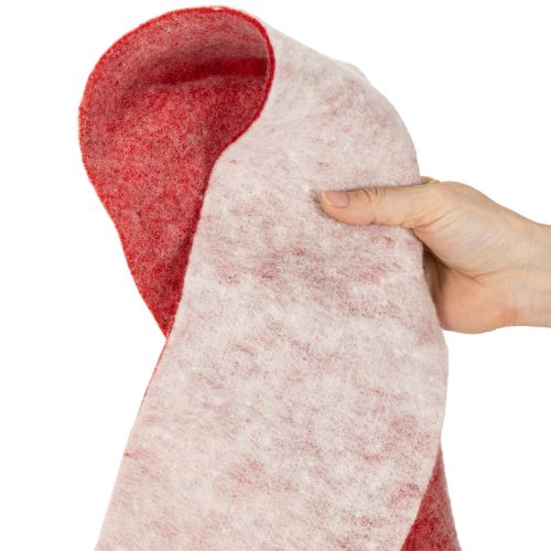 Ruban en feutrine, 100 % laine, bicolore, pour dessous de plat, ruban en feutrine blanc/rouge, 15 cm x 5 m | Floristik24.fr