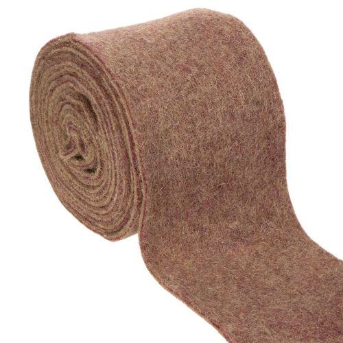 Ruban de feutre de laine bicolore 15 cm x 5 m, violet et brun clair, pour pots de fleurs