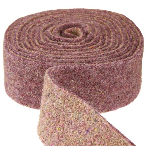 Article Ruban en feutre ruban de laine tissu décoratif rouge vin beige 7,5cm 5m