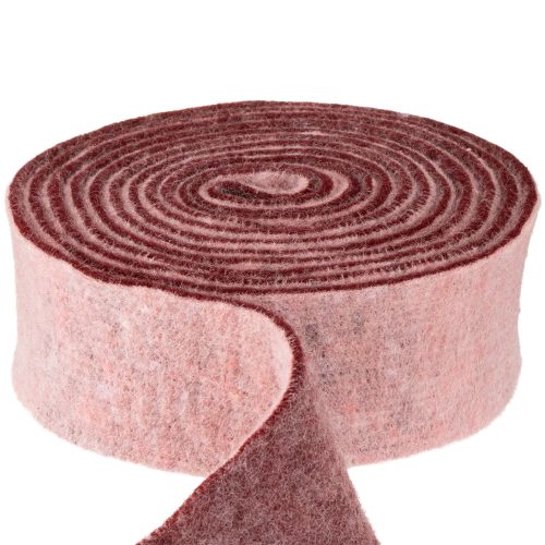 Floristik24 Ruban de feutre bicolore, ruban de pot, ruban de feutre de laine rose rouge 7,5 cm 5 m