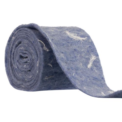 Floristik24 Ruban en feutre ruban de laine tissu décoratif plumes bleues feutre de laine 15cm 5m