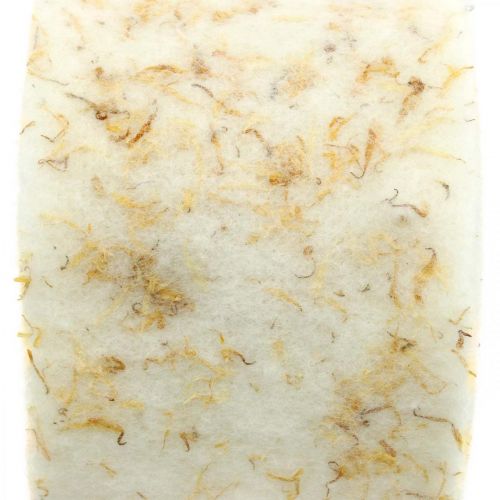 Floristik24 Ruban feutre déco crème avec ruban pot de fleurs jaunes 15cm×5m