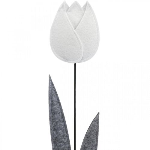 Floristik24 Fleur en feutre feutre déco fleur tulipe blanc H68cm