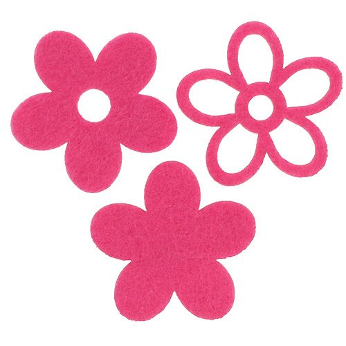 Floristik24 Lot déco de fleurs en feutrine à parsemer fuchsia Ø 4 cm 72 p.