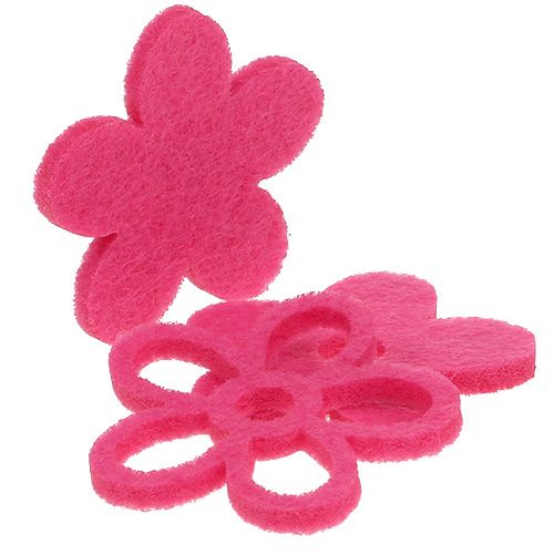 Floristik24 Lot déco de fleurs en feutrine à parsemer fuchsia Ø 4 cm 72 p.