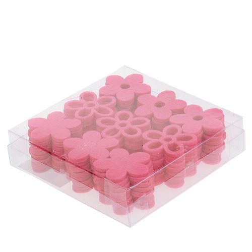 Floristik24 Fleur en feutre à disperser rose comme set de décoration Ø4cm 72 pcs