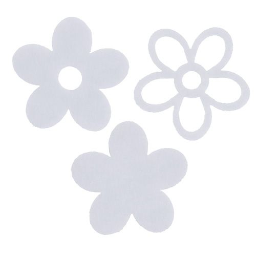 Floristik24 Fleur blanche en feutrine à parsemer lot décoratif Ø 4 cm 72 p.