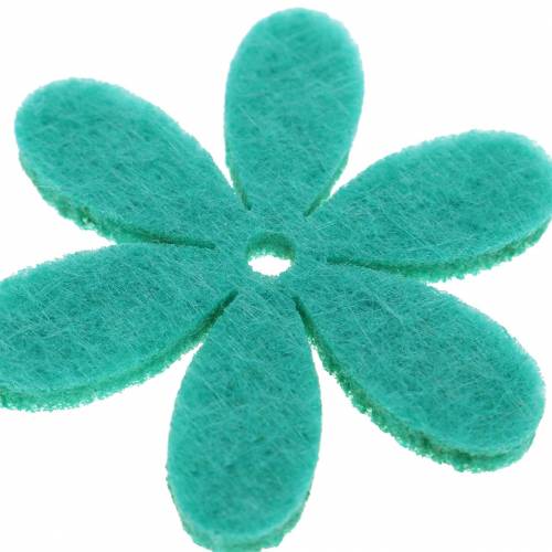 Article Feutre fleur vert, bleu clair, vert menthe assorti 4.5cm 54p