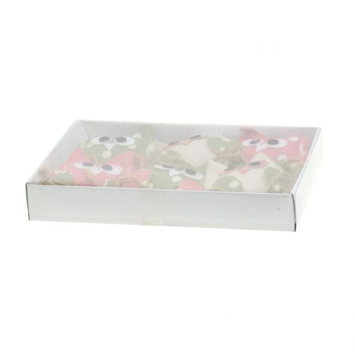 Floristik24 Tissu déco hiboux 6cm rose / vert / blanc 6pcs