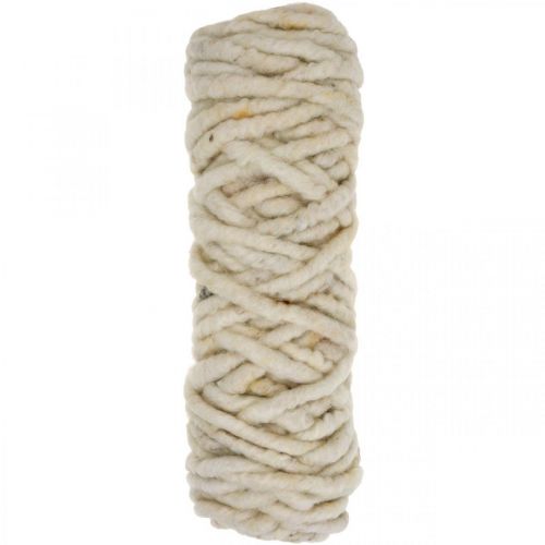 Cordon feutre fil mèche cordon laine blanc jaune marron L30m
